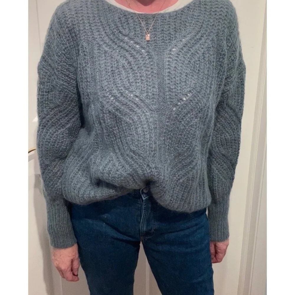 Sezane GISELLE JUMPER Sweater sage green s bust45in - Picture 2 of 4